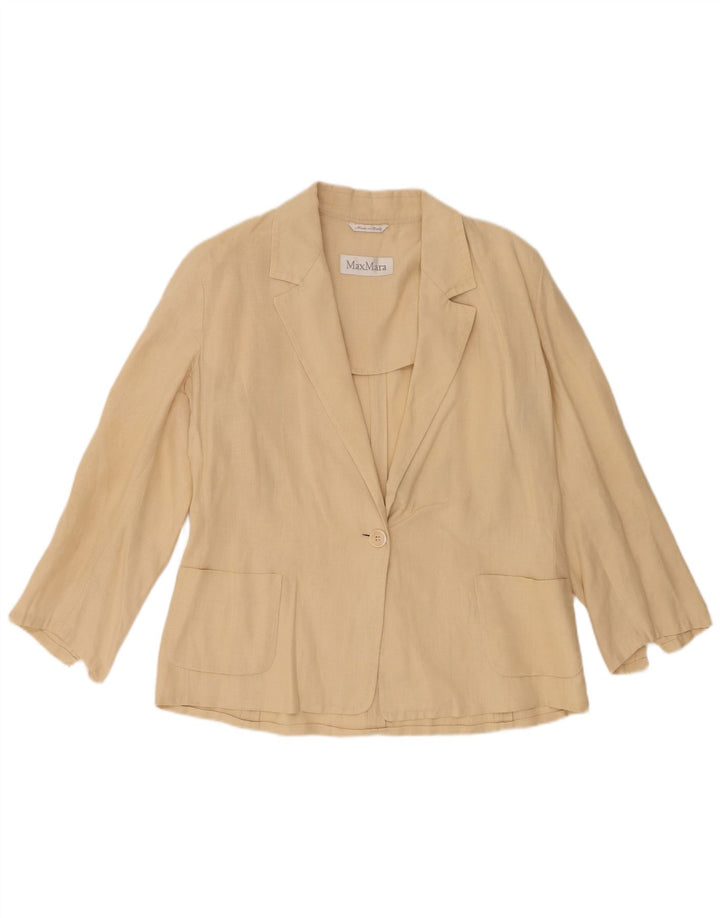 Max Mara Damen 1-Knopf-Blazerjacke UK 16 Large Beige