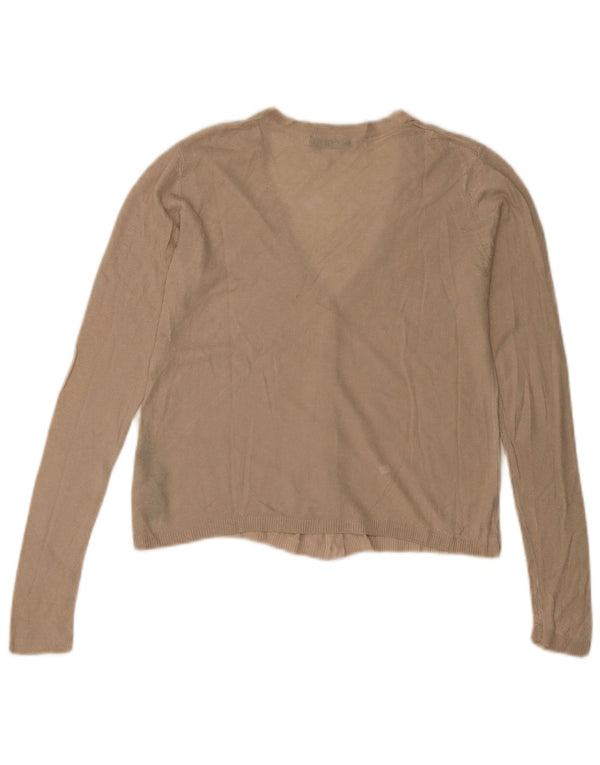 Zara Womens Crop Cardigan Top UK 10 Small Beige Viscose