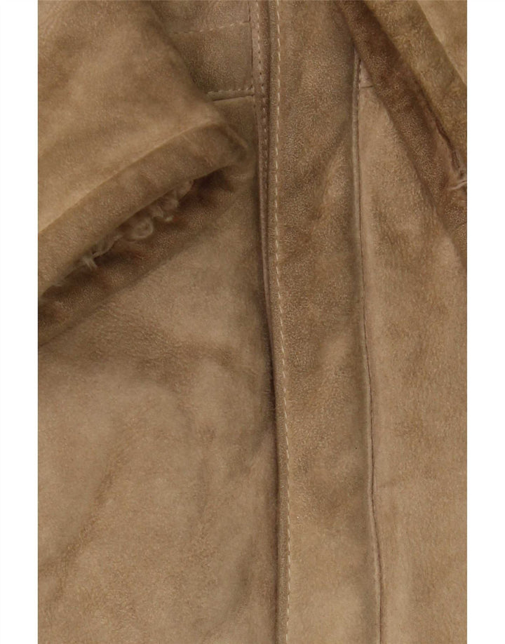 Vintage hombres shearling chaqueta IT 50 grande marrón clásico