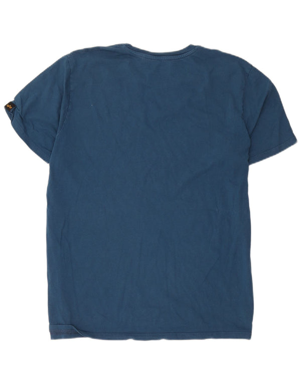Мужская футболка с рисунком Alpha Industries, 2XL, синяя, хлопок