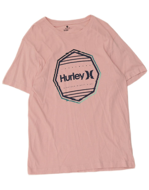 Мужская футболка с рисунком Hurley, хлопковый топ среднего розового цвета