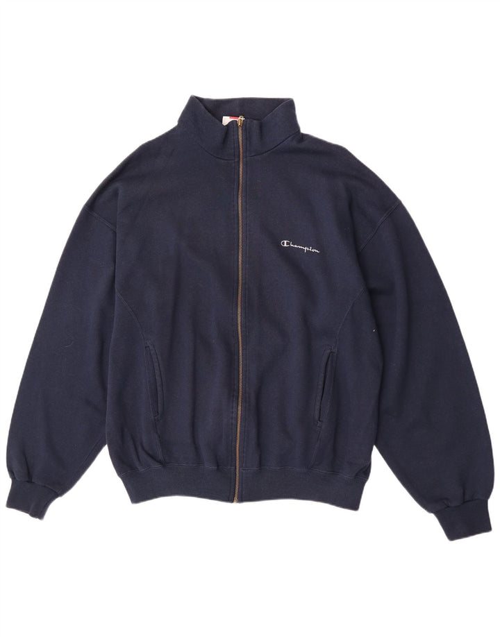 Champion Mens Tracksuit Top Jacket XL Navy Blue Cotton