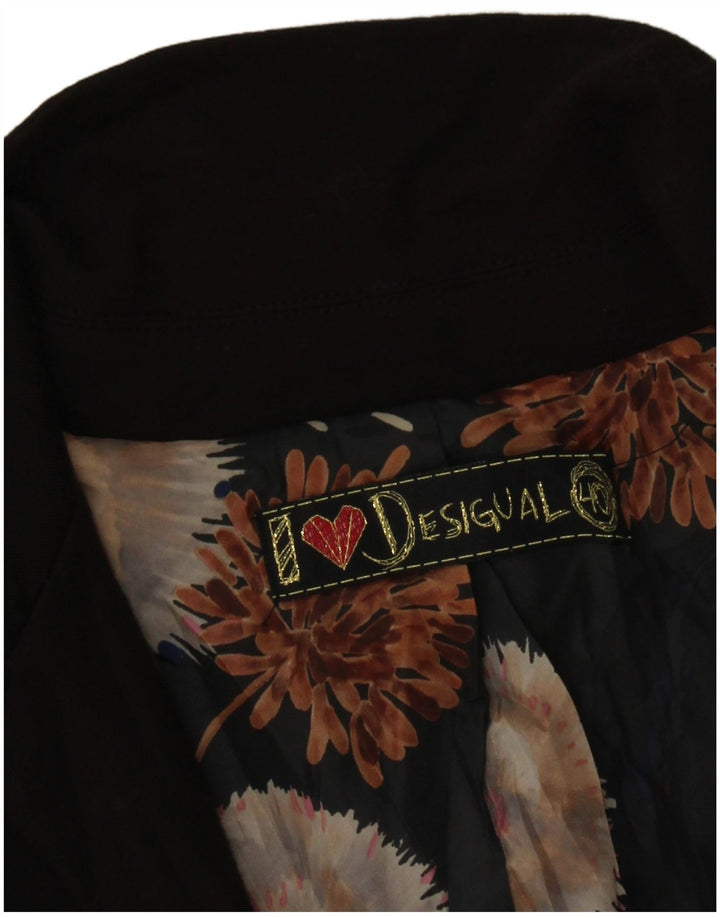 Desigual Womens 1 Button Blazer Jacket EU 40 Medium Black Floral