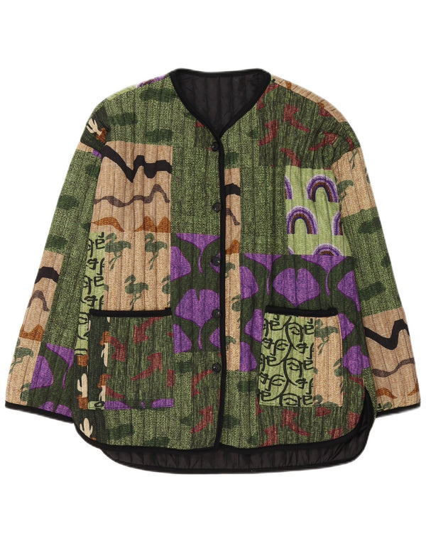 Vintage Damen 5-Knopf-Blazerjacke UK 14 Medium Mehrfarbig Patchwork