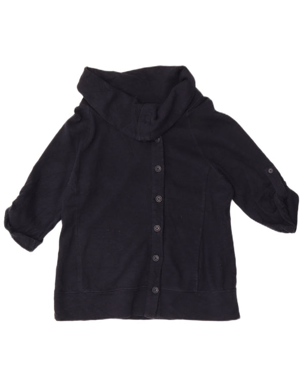 Eddie Bauer Cardigan à manches 3/4 pour femme en coton bleu marine moyen UK 14