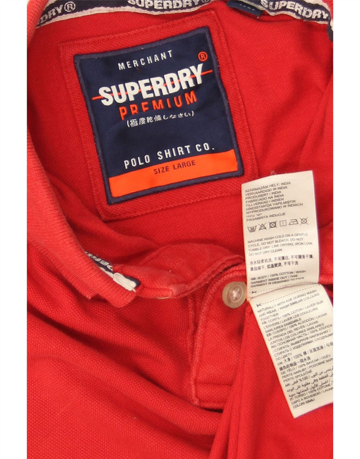Superdry Mens Polo Shirt Large Red Cotton