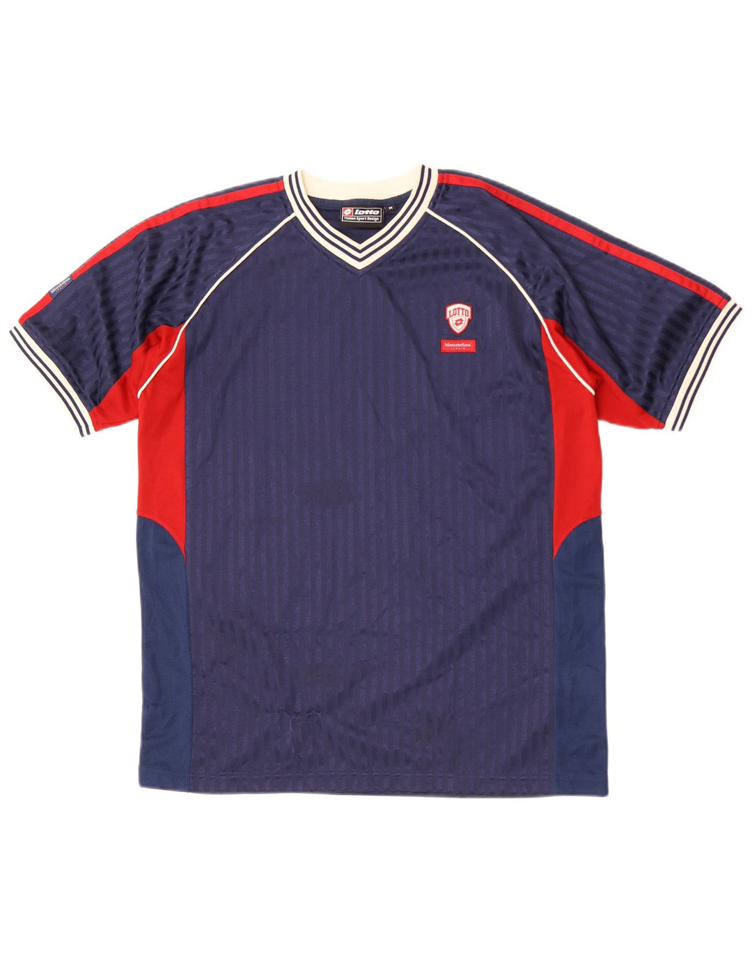 T-shirt da uomo Lotto Top in poliestere color block medio blu navy