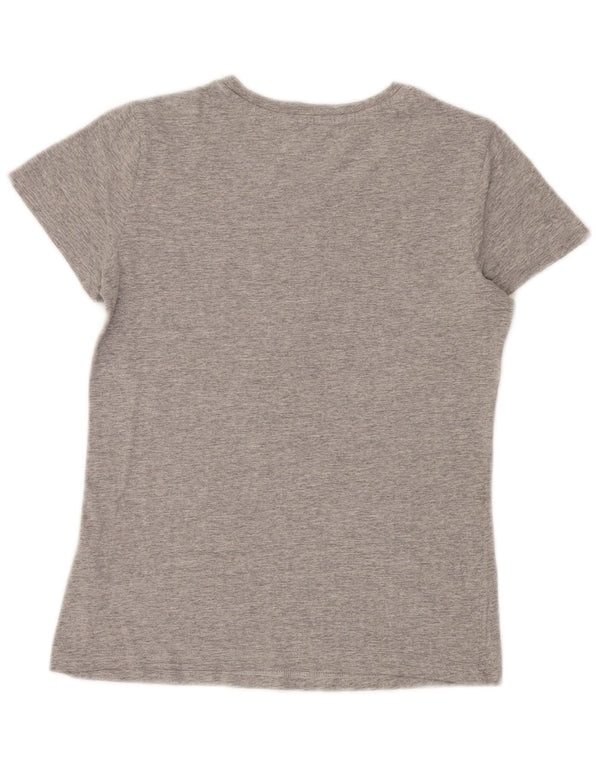 Adidas Dame Grafisk T-Shirt Top UK 10 Small Grey Bomuld Sports