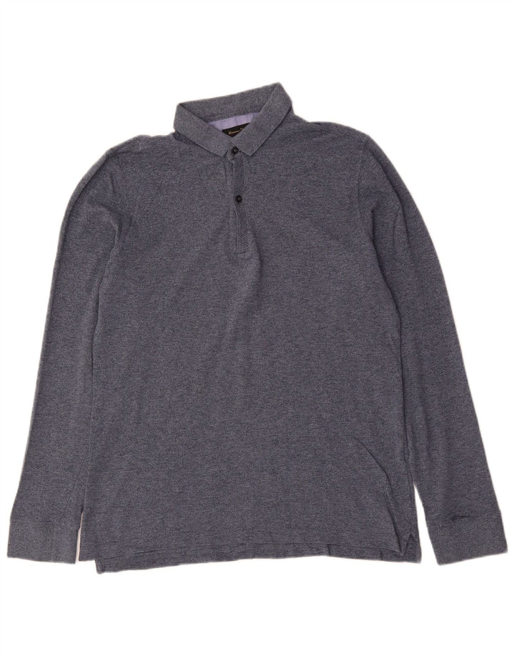 MASSIMO DUTTI Mens Long Sleeve Polo Shirt Medium Grey