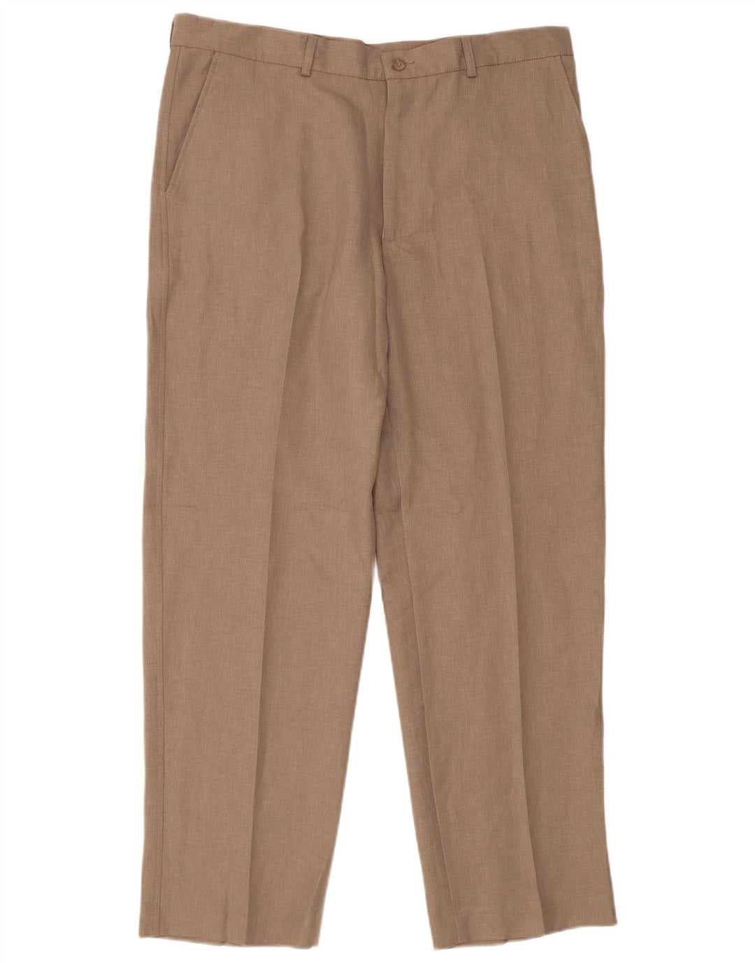 Farah Mens Straight Chino Trousers W38 L31 Beige Polyester