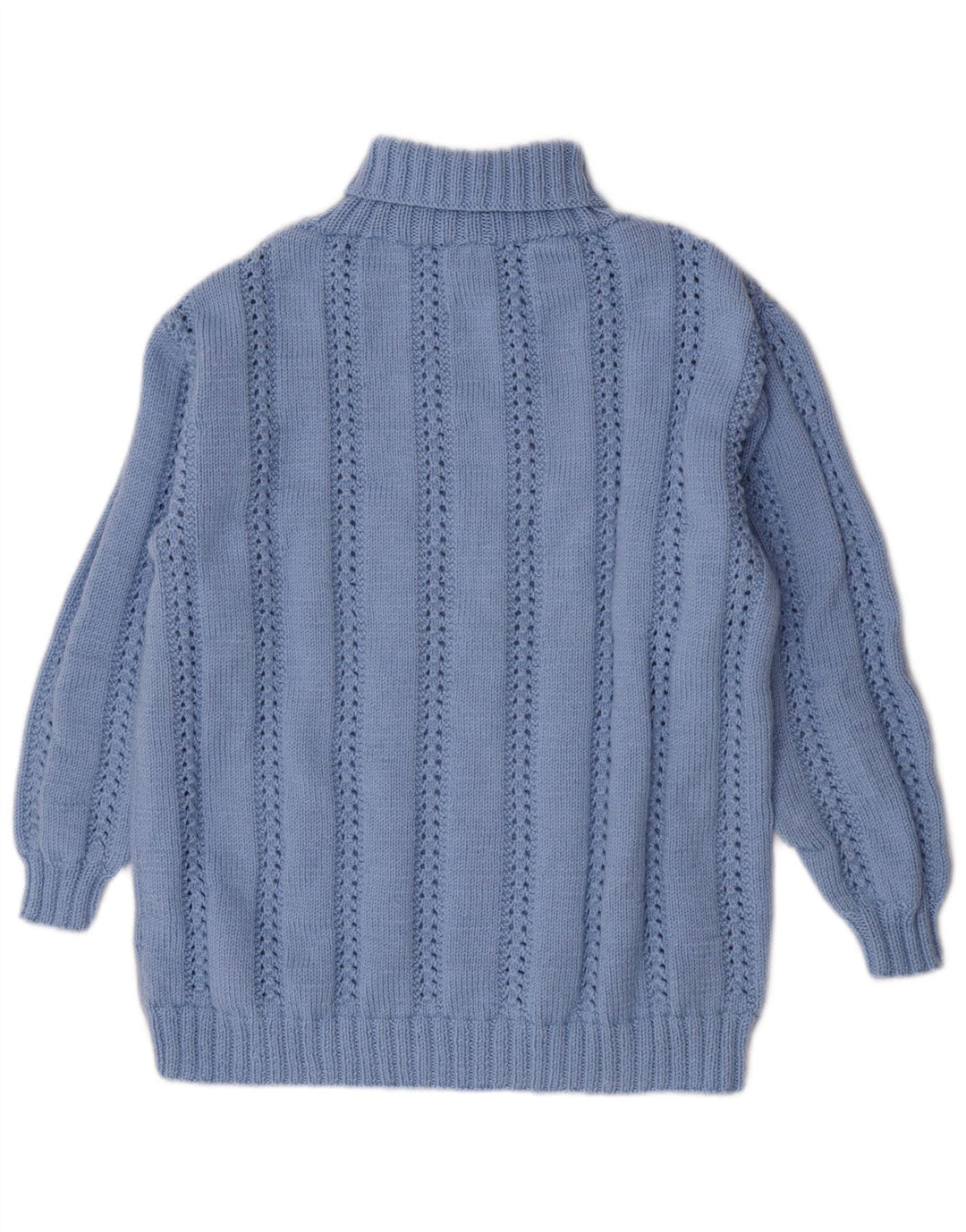 Vintage Womens Roll Neck Jumper Sweater UK 14 Large Blue