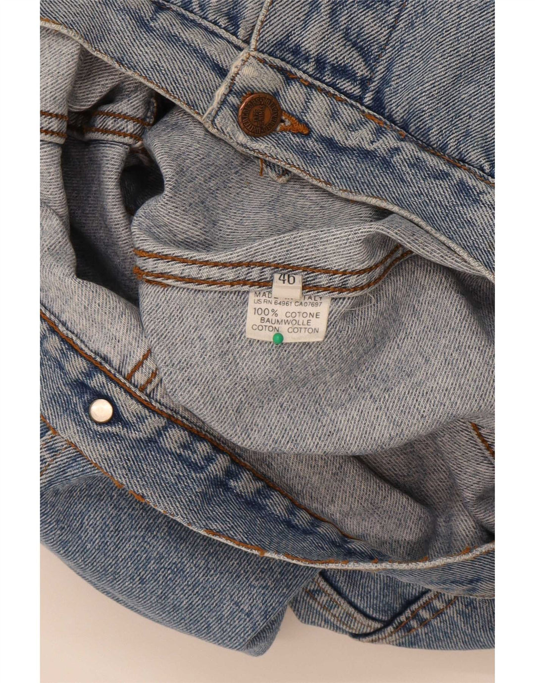 Giacca Jeans Uomo Benetton IT 46 Small Blu Cotone