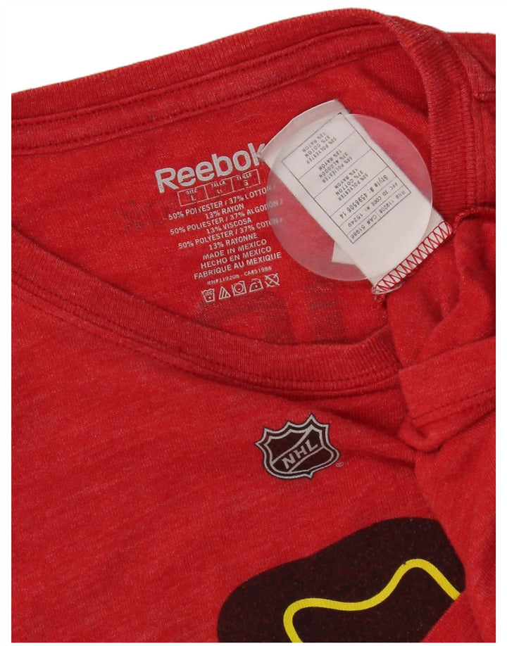 Reebok Mens Chicago Blackhawks Graphic T-Shirt Top Large Red Polyester