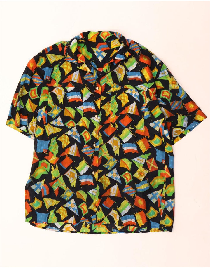 Vintage Womens Abstract Pattern Shirt Blouse UK 16 Large Multicoloured