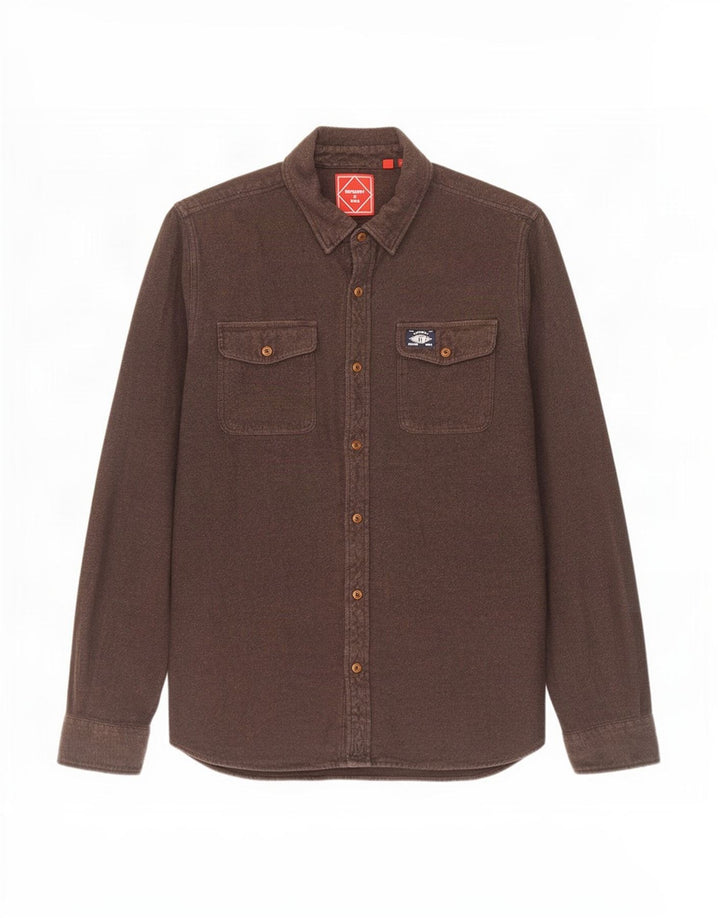 Superdry Mens Flannel Shirt Large Brown Cotton