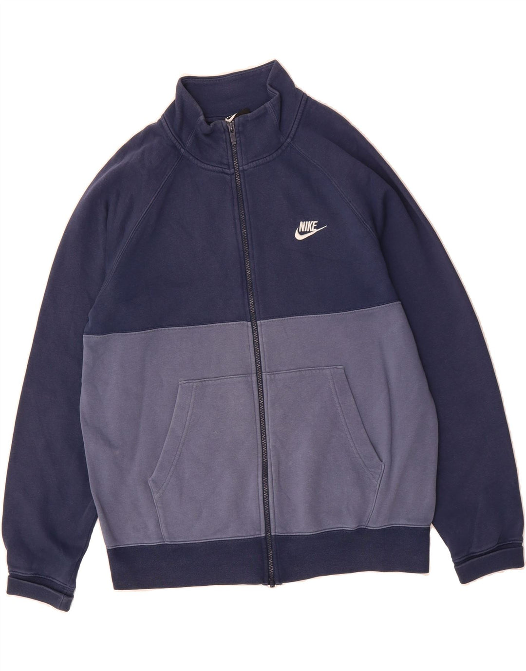NIKE Mens Tracksuit Top Jacket Medium Navy Blue Colourblock Cotton Vintage Nike and Second-Hand Nike from Messina Hembry 