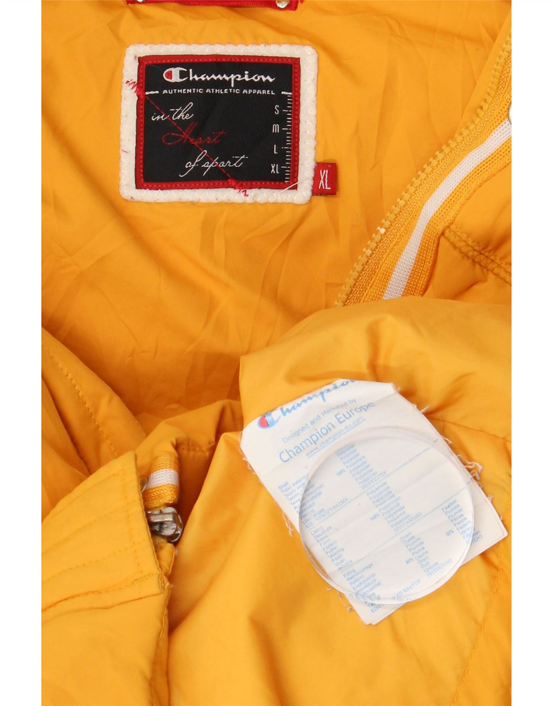 Champion Womens Hooded Padded Jacket UK 18 XL Yellow Polyester