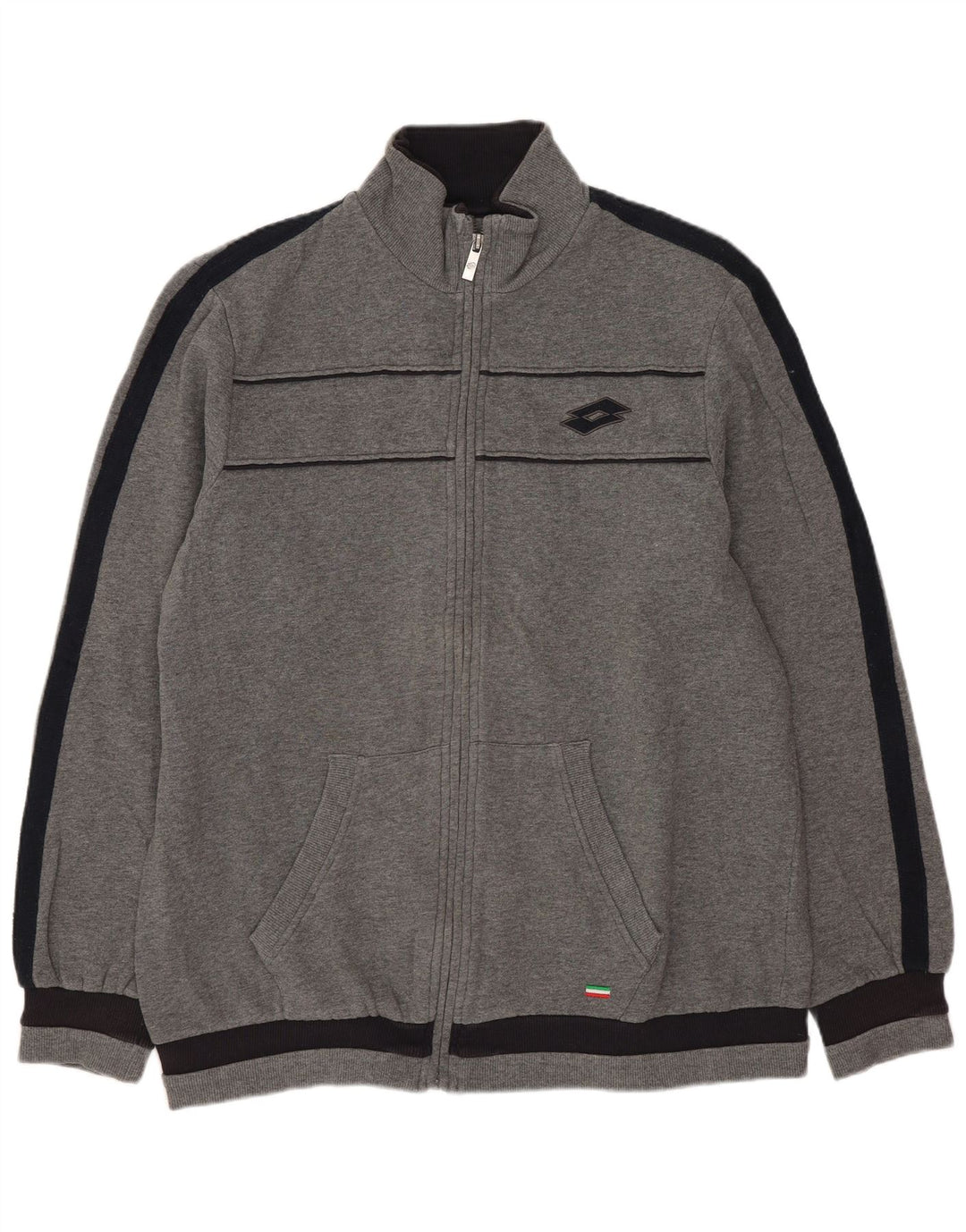 Lotto Mens Tracksuit Top Jacket Large Grey Colourblock Cotton