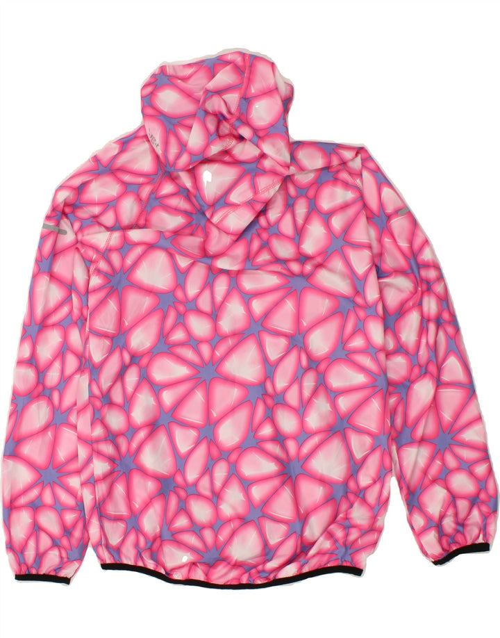 ELLESSE Womens Abstract Pattern Hooded Rain Jacket UK 12 Medium Pink Vintage Ellesse and Second-Hand Ellesse from Messina Hembry 