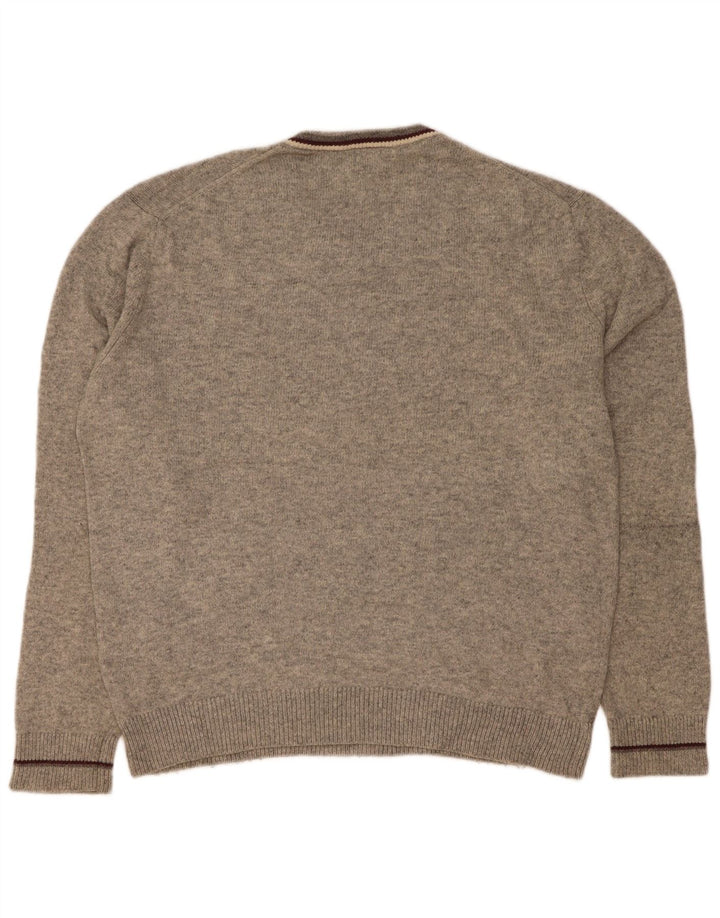 Gap Mens V-Neck Jumper Sweater Large Grey Flecked Cotton