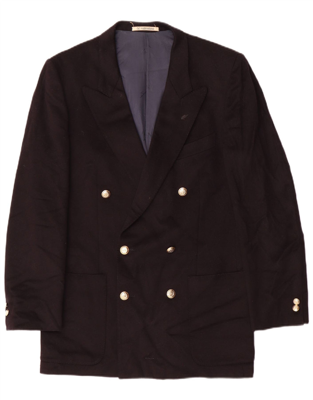 Valentino Mens Double Breasted Blazer Jacket IT 46 Small Black Virgin Wool