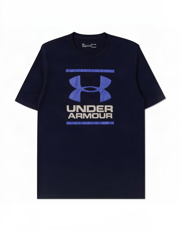 Under Armour Mens Heat Gear Graphic T-Shirt Top Small Navy Blue Cotton