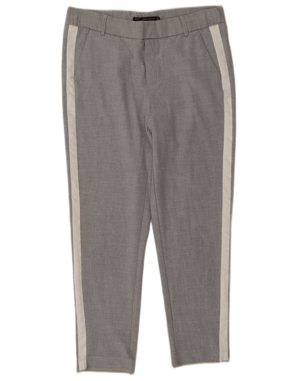 Zara Calça Chino Feminina Slim XS W24 L26 Cinza Colorblock