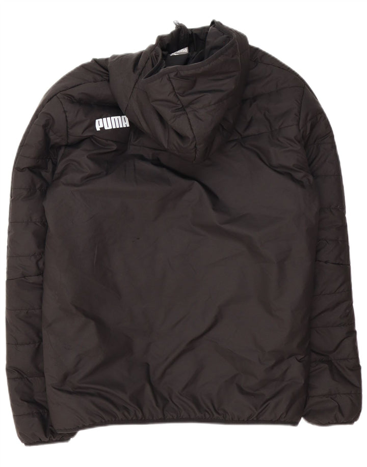 Puma Mens Graphic Hooded Padded Jacket UK 36 Small Black Polyester