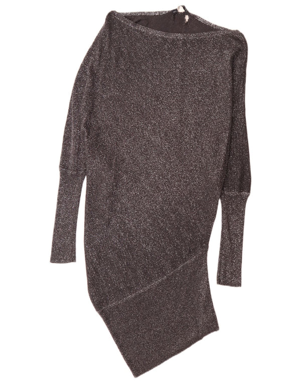 Zara Womens Long Sleeve Drop Waist Dress UK 12 Medium Black Flecked Modern