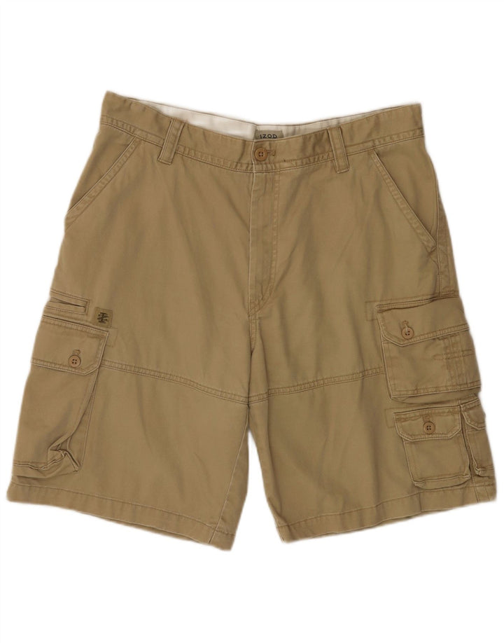 IZOD Mens Cargo Shorts W36 Large Beige Cotton