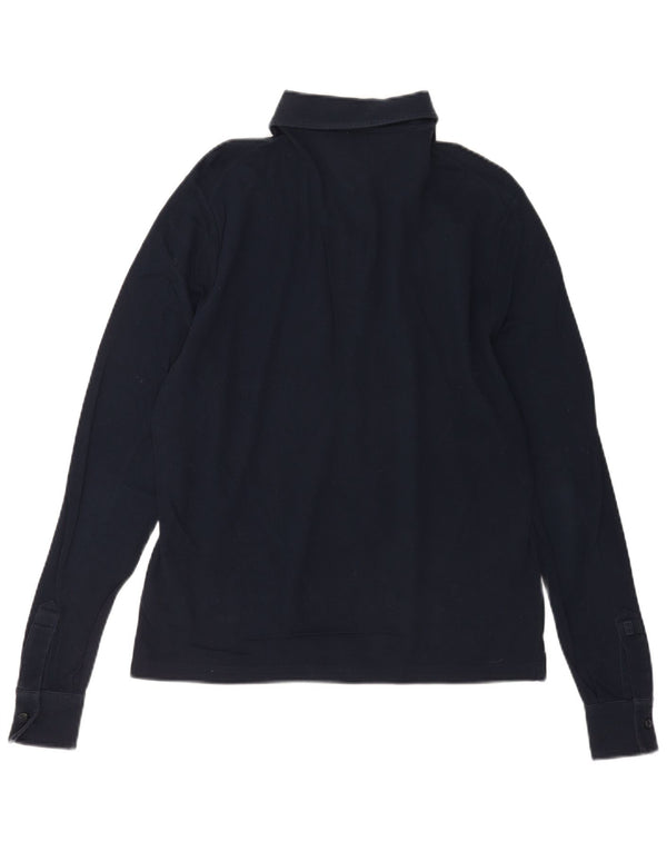 Polo a maniche lunghe da uomo Tommy Hilfiger piccola in cotone blu navy