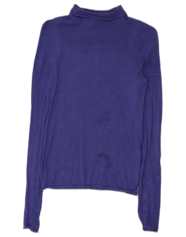 Zara Dame Top Langærmet UK 8 Lille Lilla Viscose