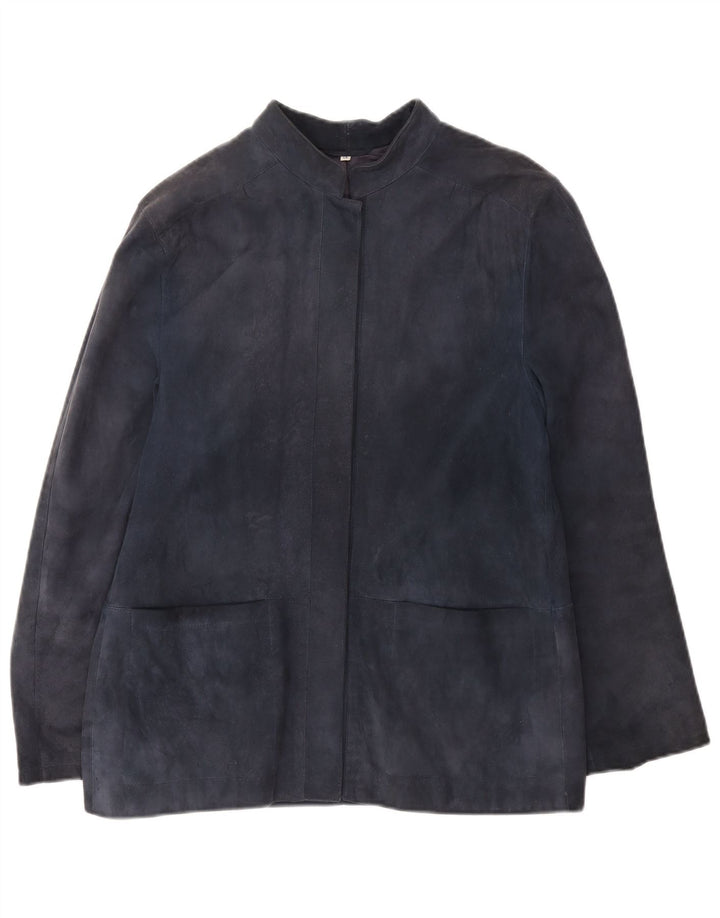 Giacca da donna in pelle scamosciata Umberto Olivieri IT 46 Large Blu Navy