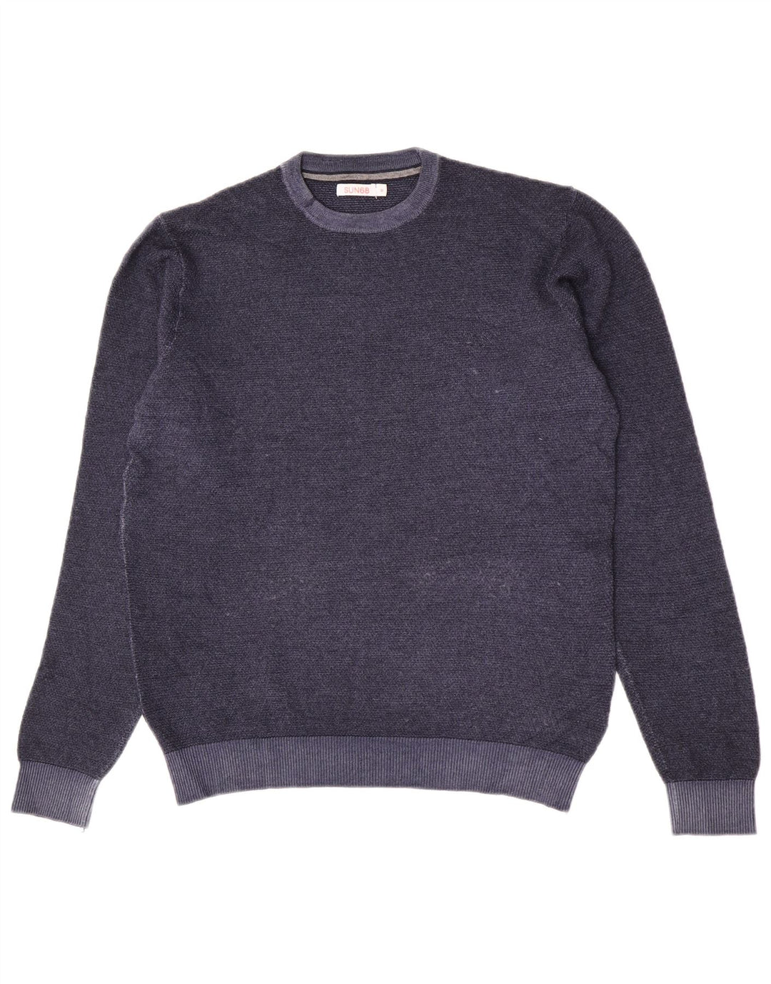 Sun68 Herren-Pullover mit Rundhalsausschnitt, mittlere marineblaue Wolle