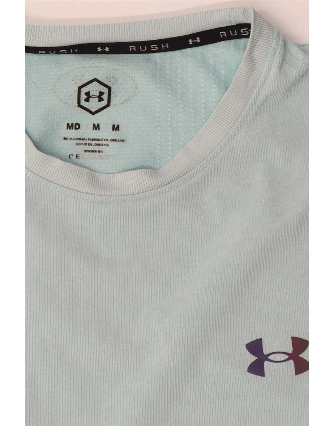 Under Armour Mens T-Shirt Top Medium Blue Pinstripe