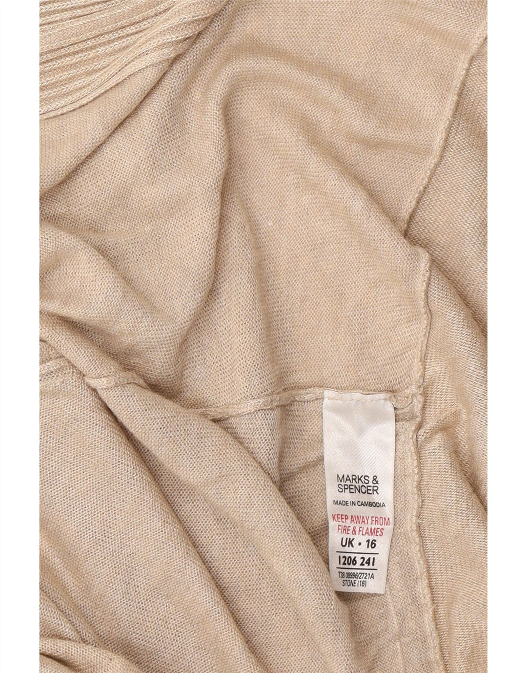 Marks & Spencer Womens Asymmetric Cardigan Sweater UK 16 Large Beige