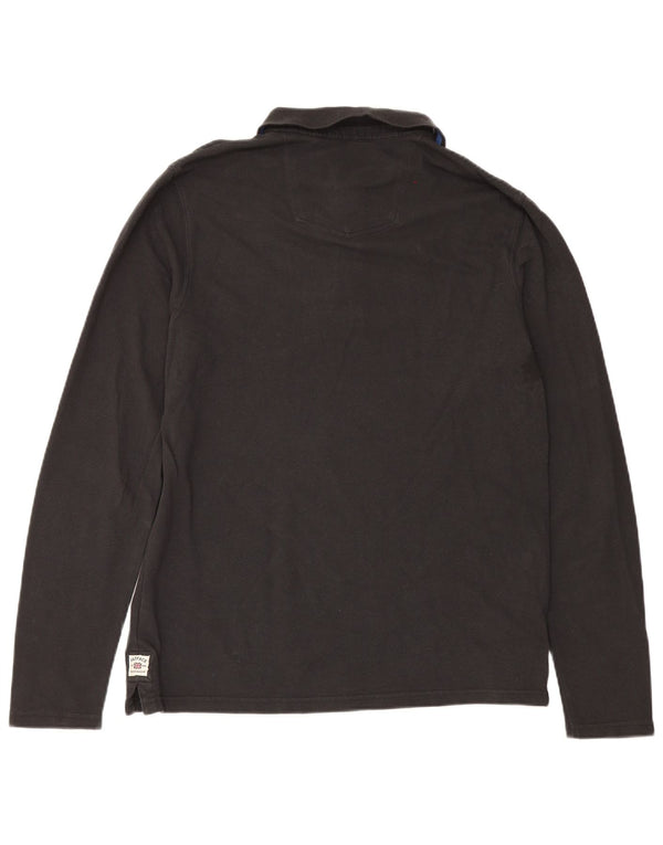 Fat Face Mens Long Sleeve Polo Shirt Large Black Cotton