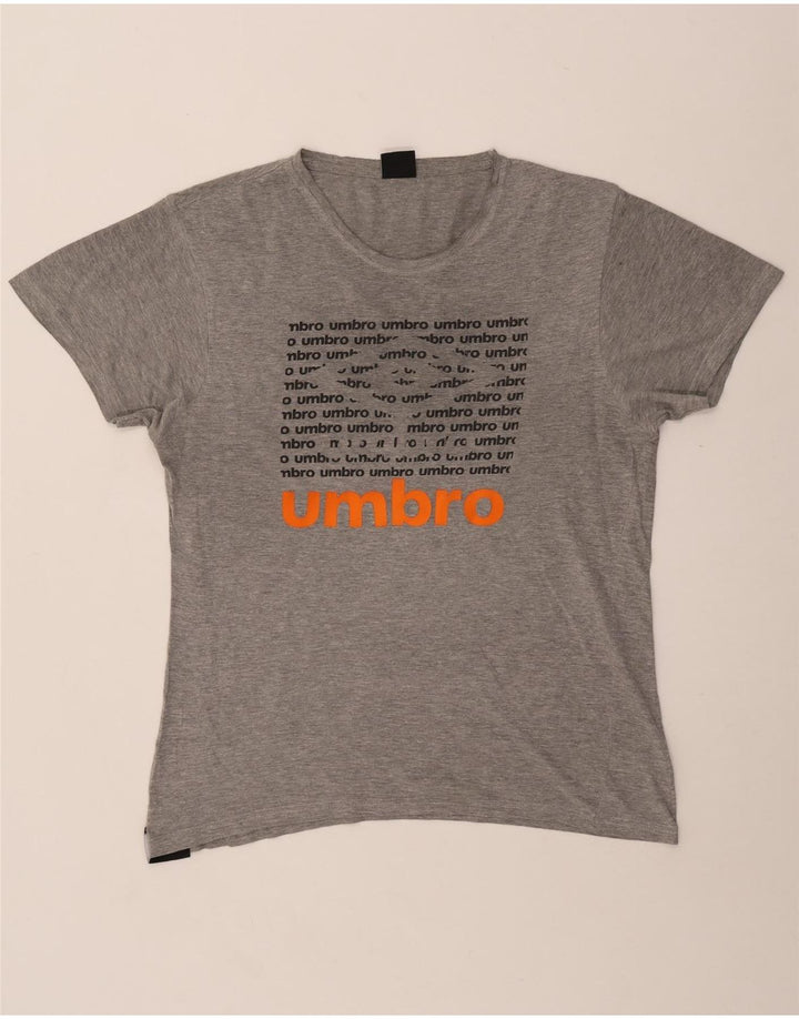 Umbro Mens Graphic T-Shirt Top Medium Grey Flecked Cotton