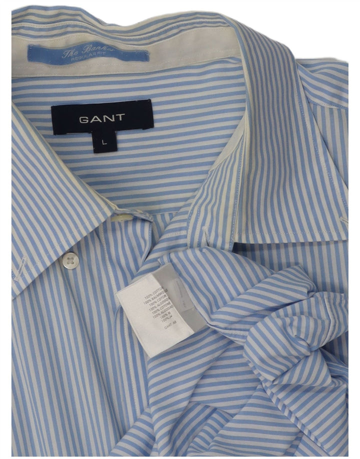 Gant Mens Regular Fit Shirt Large Blue Pinstripe Cotton