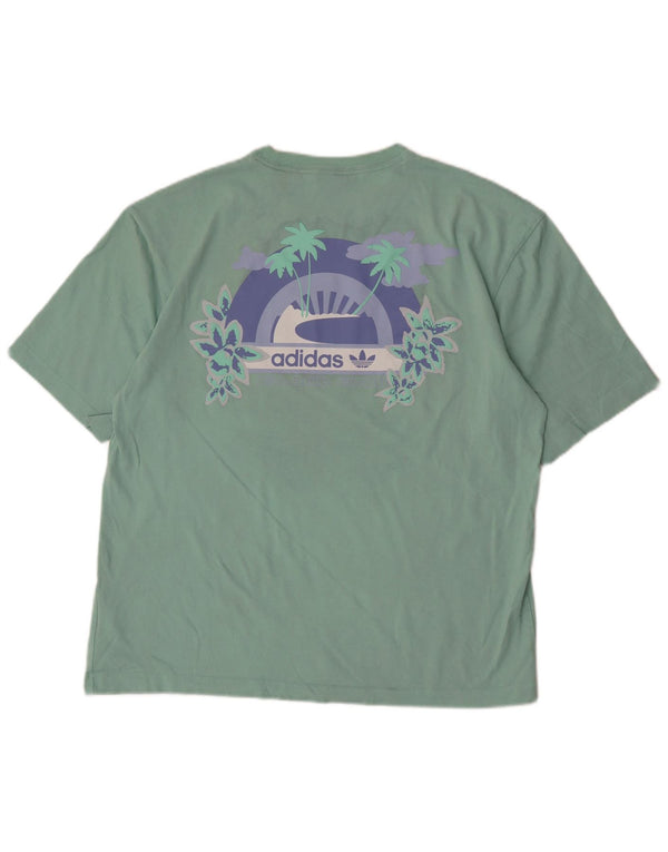Adidas Damen Übergroßes Grafik-T-Shirt-Oberteil UK 8/10 Small Grüne Baumwolle