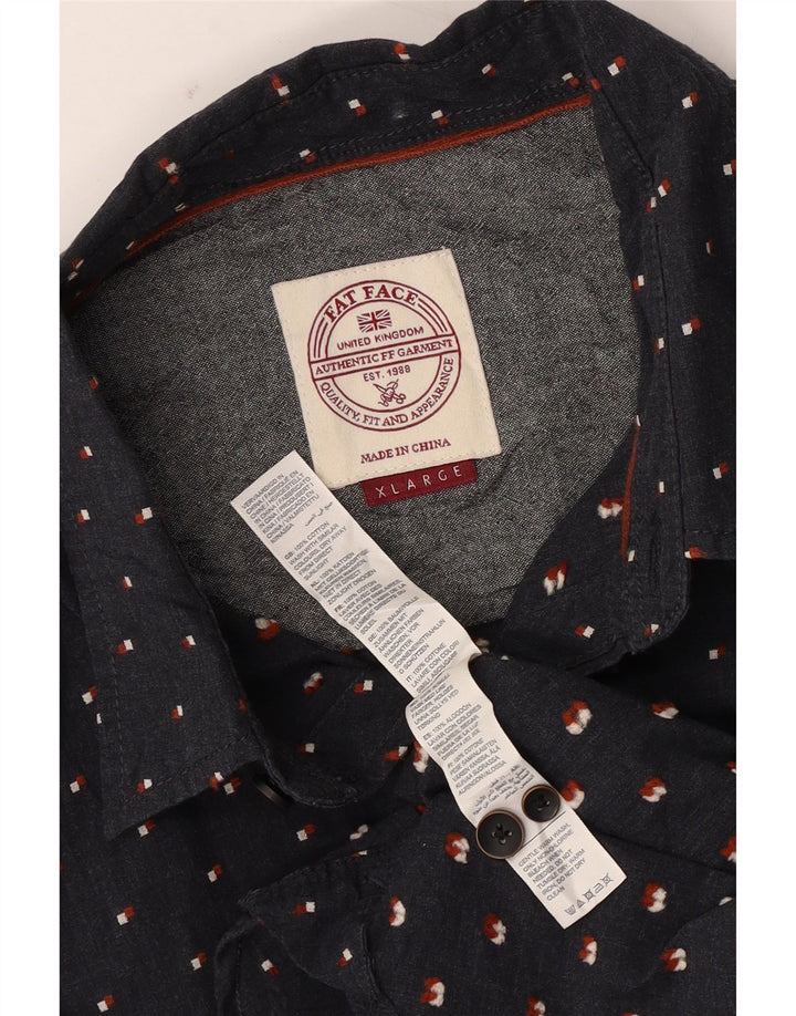 Fat Face Mens Shirt XL Navy Blue Spotted Cotton