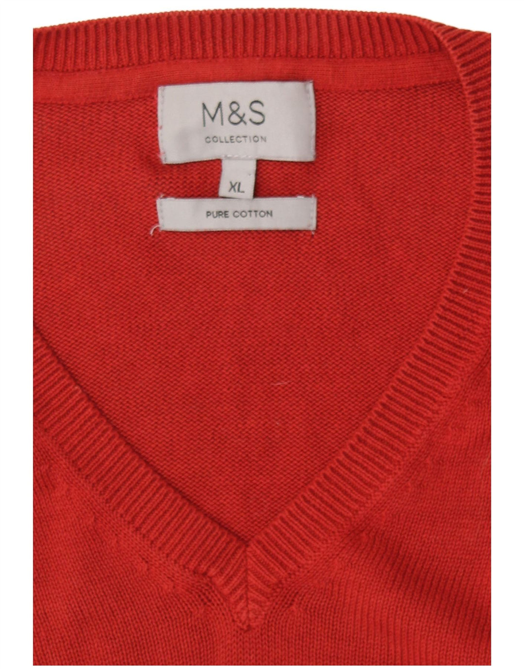 Marks & Spencer Mens V-Neck Jumper Sweater XL Red Cotton
