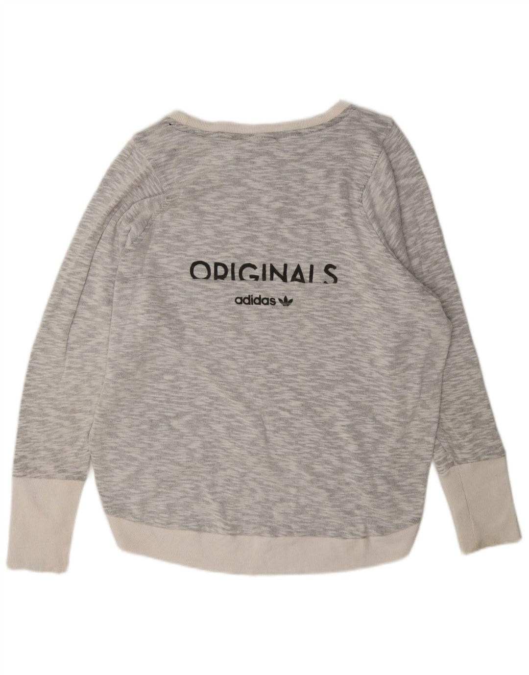 Adidas Dame Grafisk Oversized Sweatshirt Jumper UK 14 Large Grey Flecked