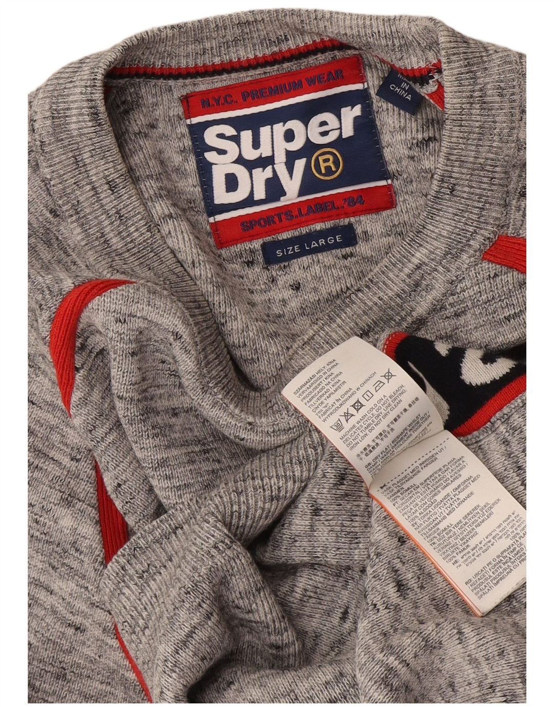 Maglione maglione girocollo con grafica da uomo Superdry Large Grey Colourblock