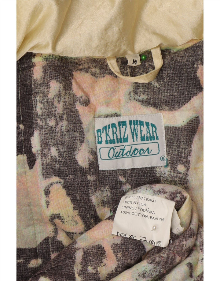 Vintage Womens Hooded Oversized Windbreaker Coat UK 14 Medium Yellow Nylon