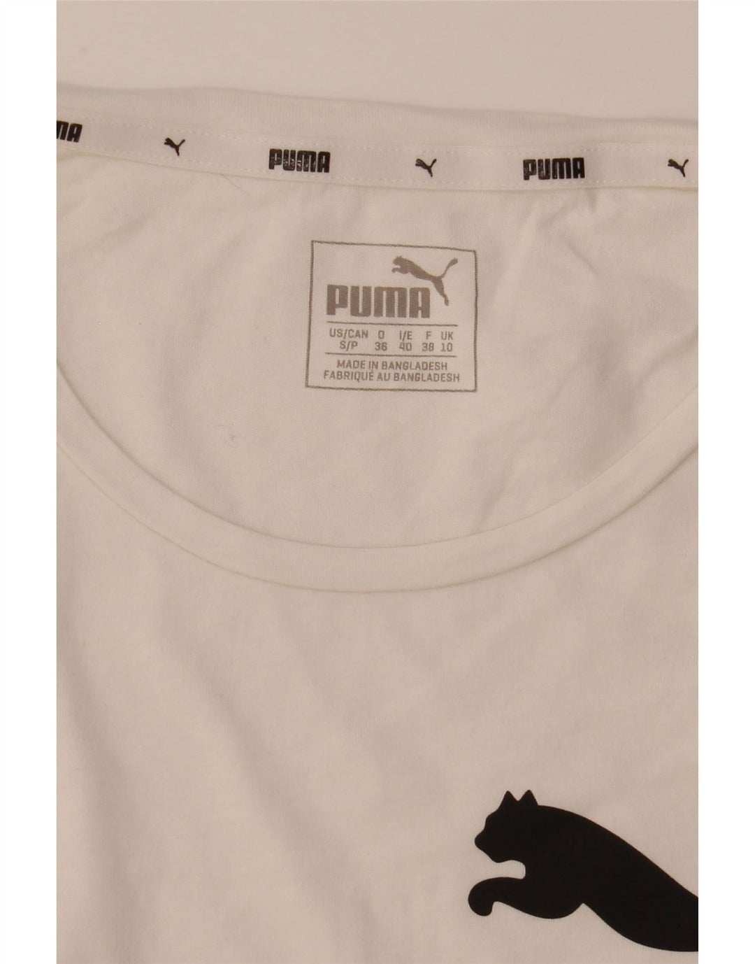 Puma Womens Graphic T-Shirt Top UK 10 Small White