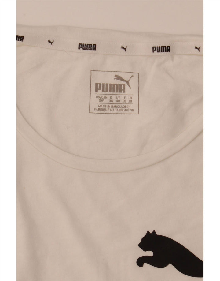 Puma Womens Graphic T-Shirt Top UK 10 Small White