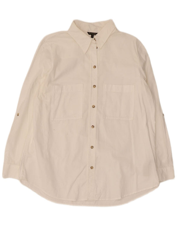 Massimo Dutti Damen Langarmshirt EU 44 XL Weiße Baumwolle