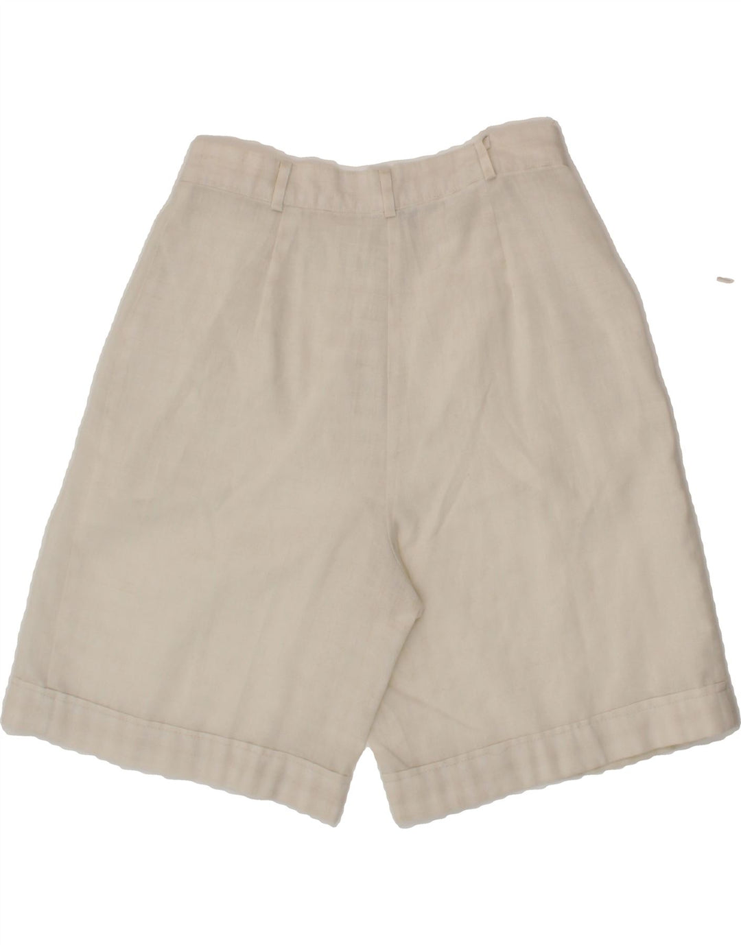 VINTAGE Womens Chino Shorts UK 14 Medium W28 Off White Striped Polyester Vintage Vintage and Second-Hand Vintage from Messina Hembry 