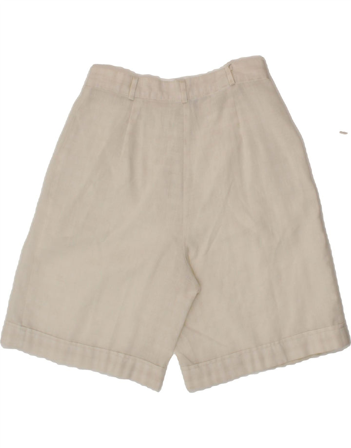 VINTAGE Womens Chino Shorts UK 14 Medium W28 Off White Striped Polyester Vintage Vintage and Second-Hand Vintage from Messina Hembry 